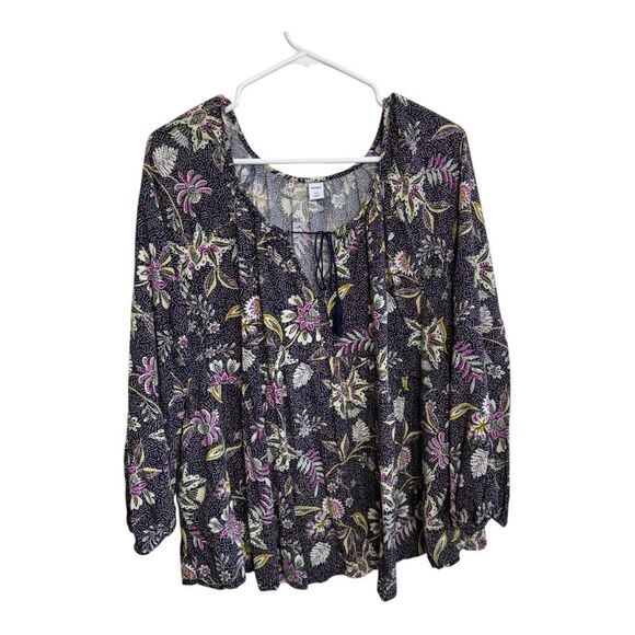 Old Navy Floral peplum blouse XXL dark floral romantic boho fairy witchy - Picture 1 of 7